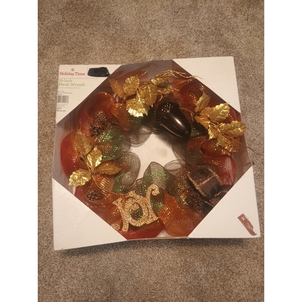 20 Inch Mesh Fall Wreath Autumn Wreath Front Door Wreath